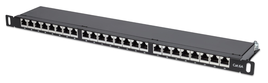 Pannello Patch 24 Posti 19'' 0.5U Cat6a Schermato Nero